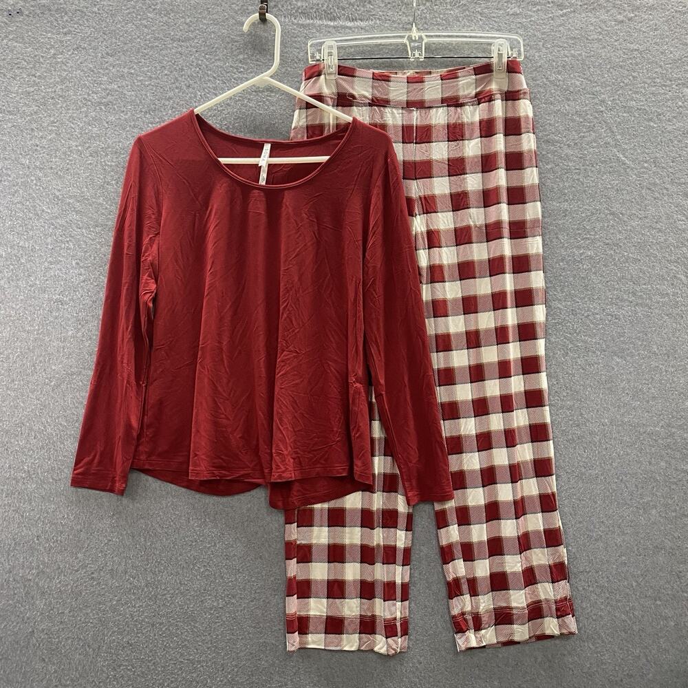 Soma Cool Nights Pajama Set M Top S Pants Dreamscape Plaid Red 2 Piece NWT